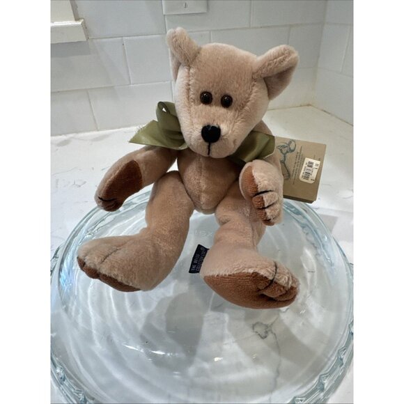 VTG Boyds Bears-J.B Bean 10” Bear Plush Beanie W/Green Bow 5-Way Jointed - Picture 3 of 12